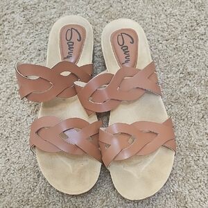 Savvy Tan Woven Strap Sandals